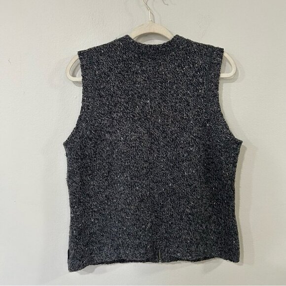 Woolrich Women's Gray Knit Zip-Up Embroidered Wool Blend Vest Size Large Petite - Picture 6 of 8